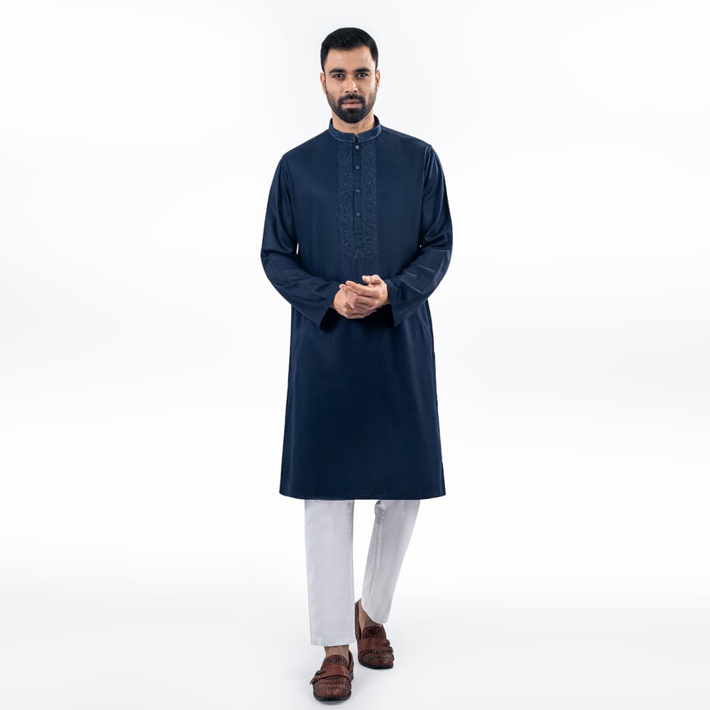 Lubnan Men’s Regular Fit Black & Pink Contrasted Panjabi - LubnanBD